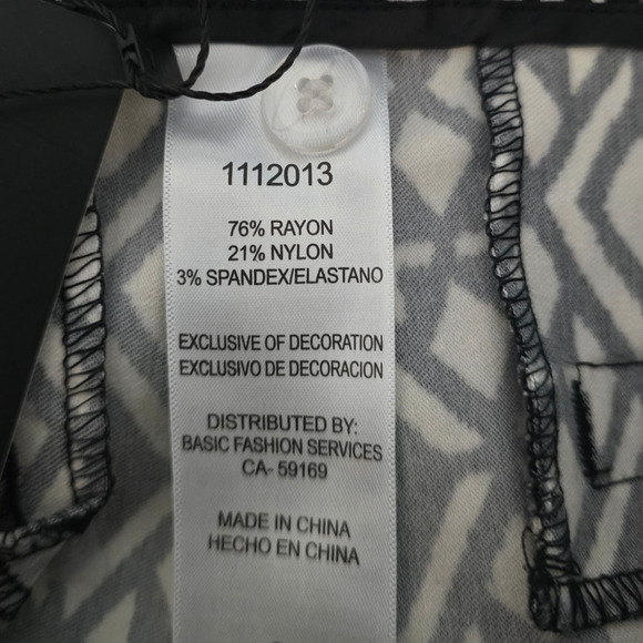 Mario Serrani Italy Black White Comfort Stretch Tummy Control Shorts 8 NWT - Picture 6 of 6